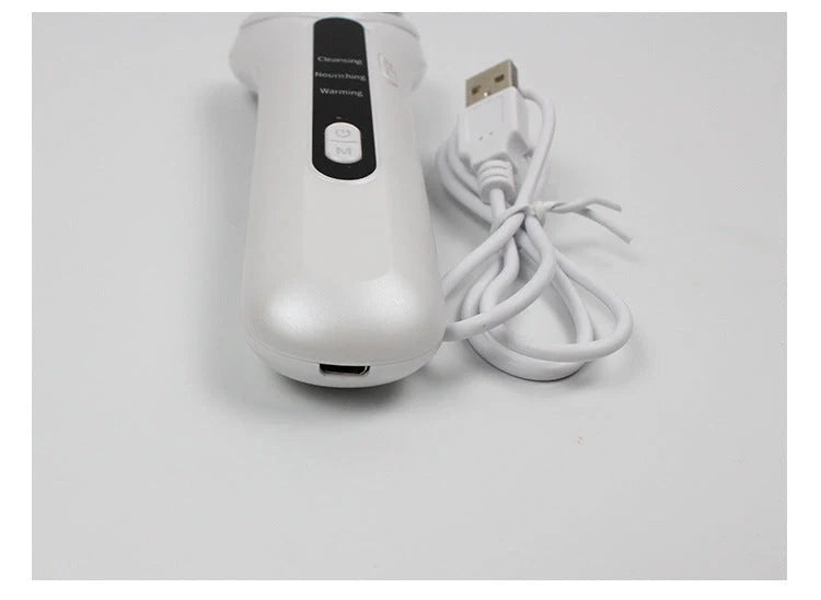 Electric Ultrasonic Facial Beauty Device in white, compact design for skincare