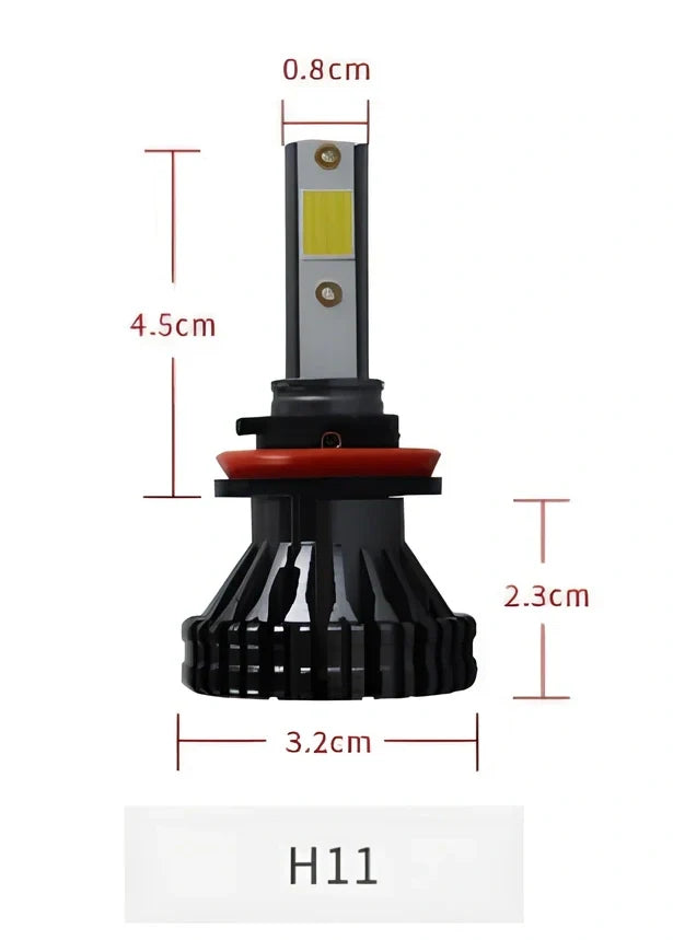 9005 HB3 LED automotive headlight with aluminium housing and heat dissipation fins