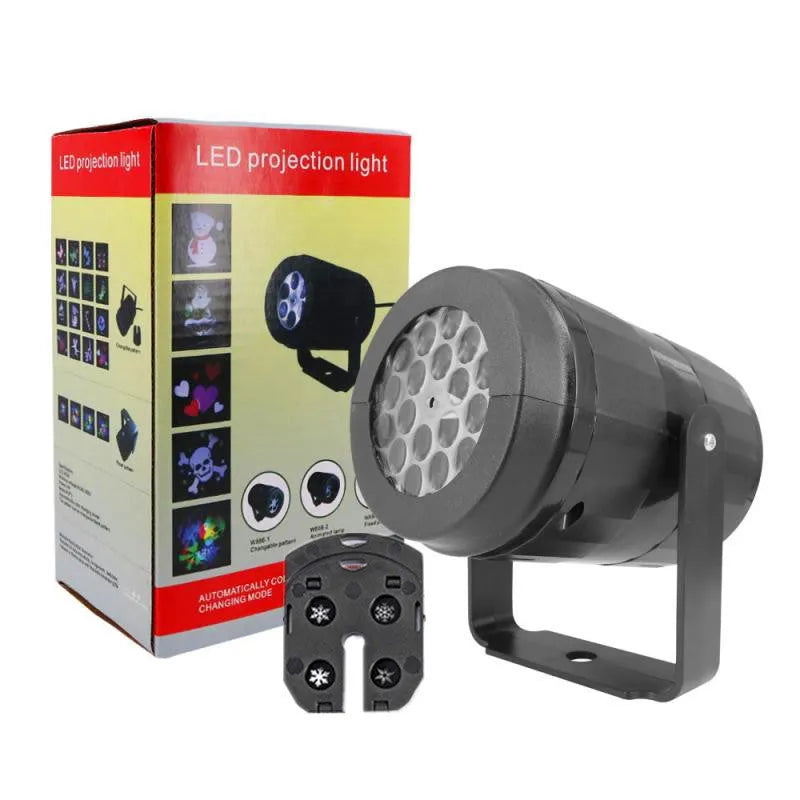 LED Christmas snowflake projection light projecting festive patterns onto wall for holiday decoration