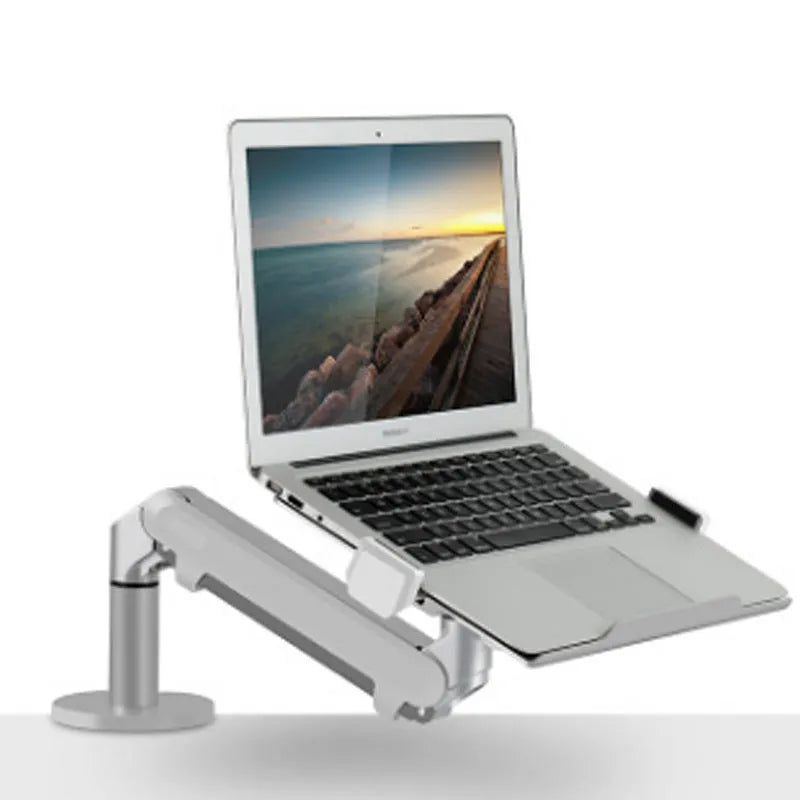 Aluminum alloy hover computer stand with air pressure arm bracket in silver colour