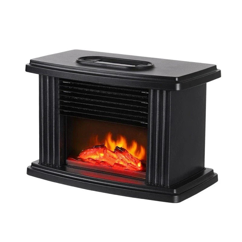 Stylish electric fireplace heater with realistic flame effect and remote control for cozy home decor