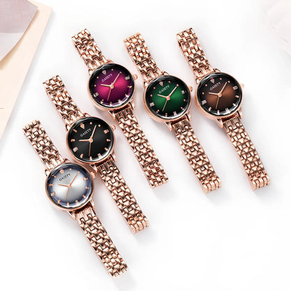 Women's alloy quartz watch in black with 40mm case, 9mm thick, 230mm band, quartz movement for daily accuracy