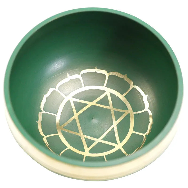 Handmade Himalayan singing bowl in blue, 7.8 cm diameter, for meditation and yoga.