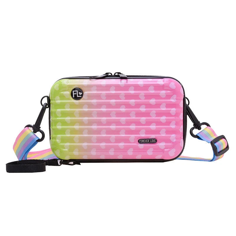 Geometric pattern PVC one-shoulder bag with adjustable strap