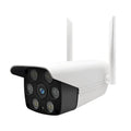 White outdoor smart security camera with infrared night vision capability up to 10 metres