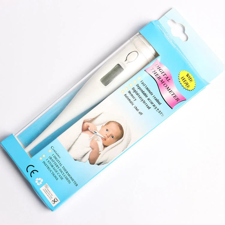 Compact electronic thermometer in white for quick temperature checks