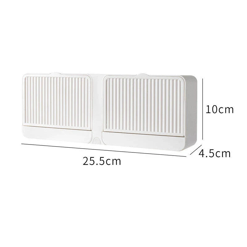 Wall-mounted bathroom storage organiser with shelves for storing toiletries, towels, and other bathroom essentials