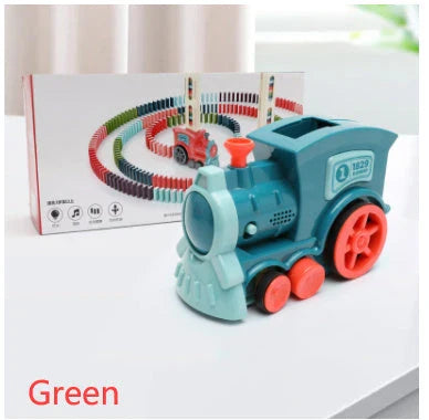 Automatic Domino Building Blocks Train Toy with colorful dominoes and motorized train mechanism