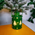 Nordic style wrought iron LED electronic candle lantern for Christmas decorations in green colour