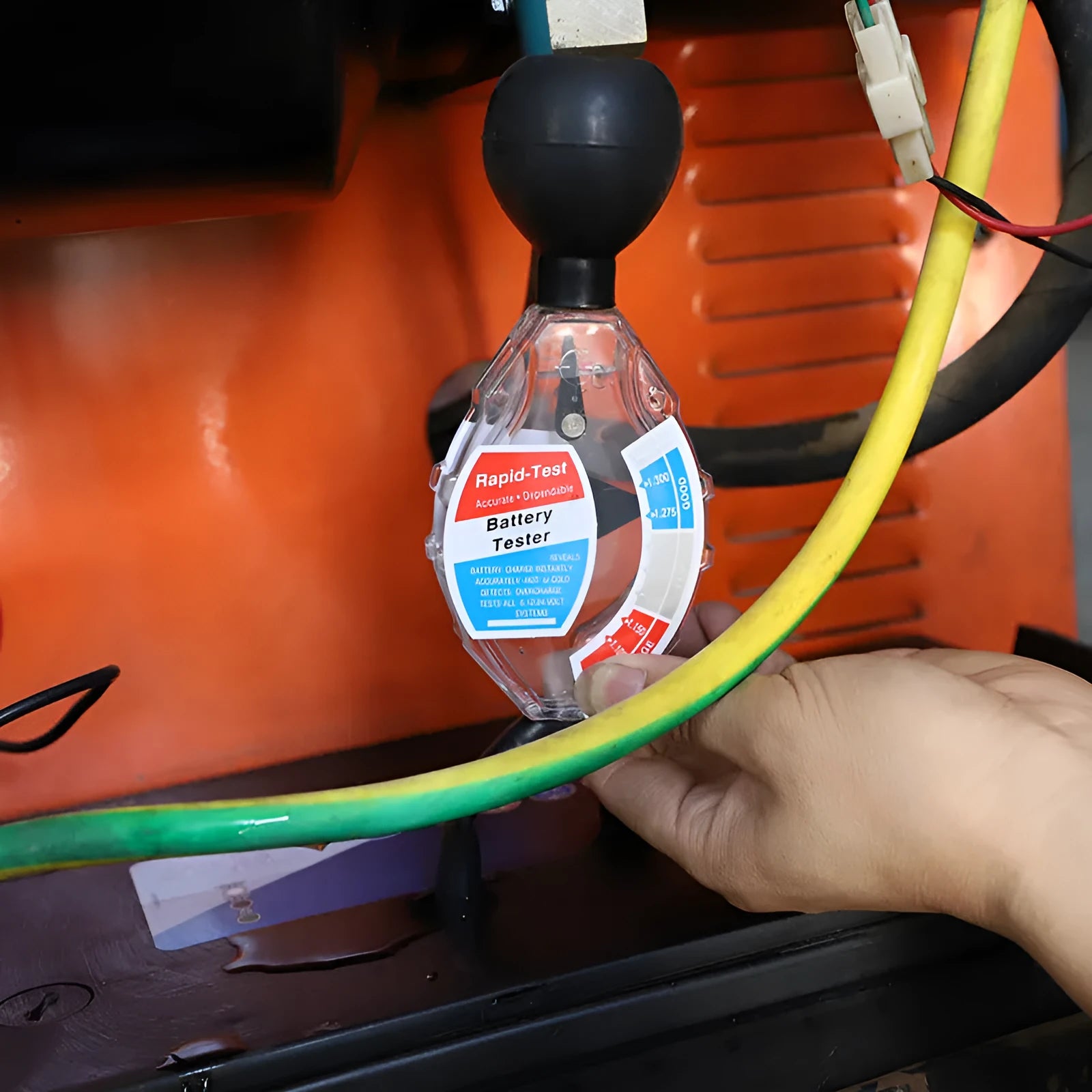 Liquid hydrometer densitometer tool for battery electrolyte testing with suction mechanism
