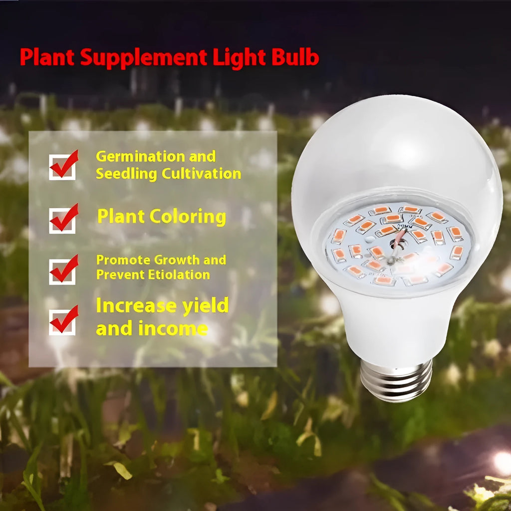 LED plant grow light bulb with PC shell and E27 base for indoor cultivation