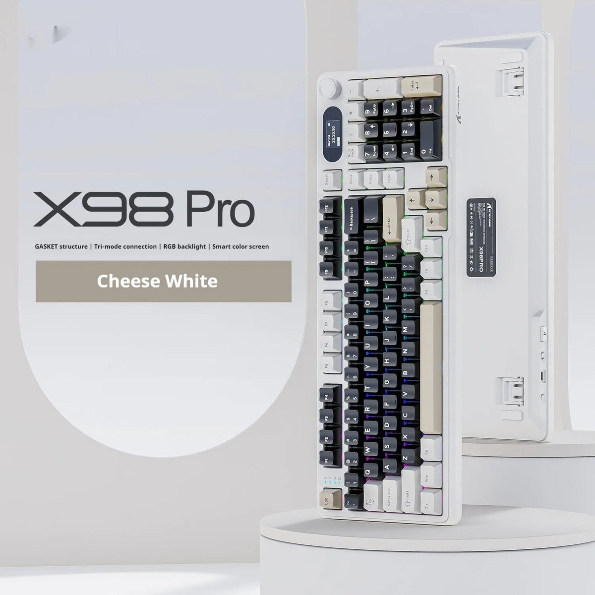 Attack Shark X98PRO three-mode RGB wireless mechanical keyboard with side engraving and knob, star black blueberry axis variant
