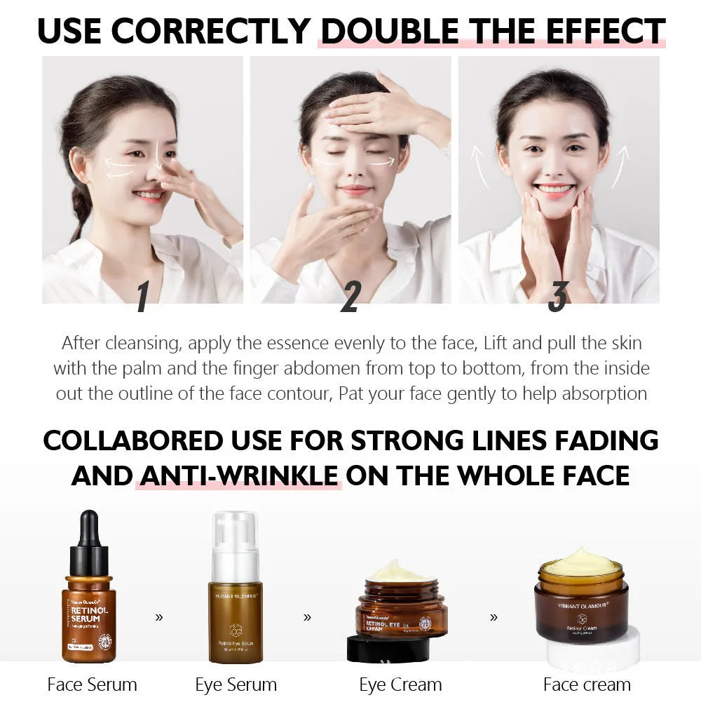 30 ml bottle of retinol facial serum for reducing dry lines and fine lines.