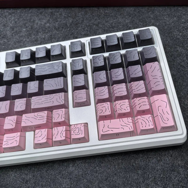 Plastic key cap set with black rose contour line two-color crack luminous design in black powder finish