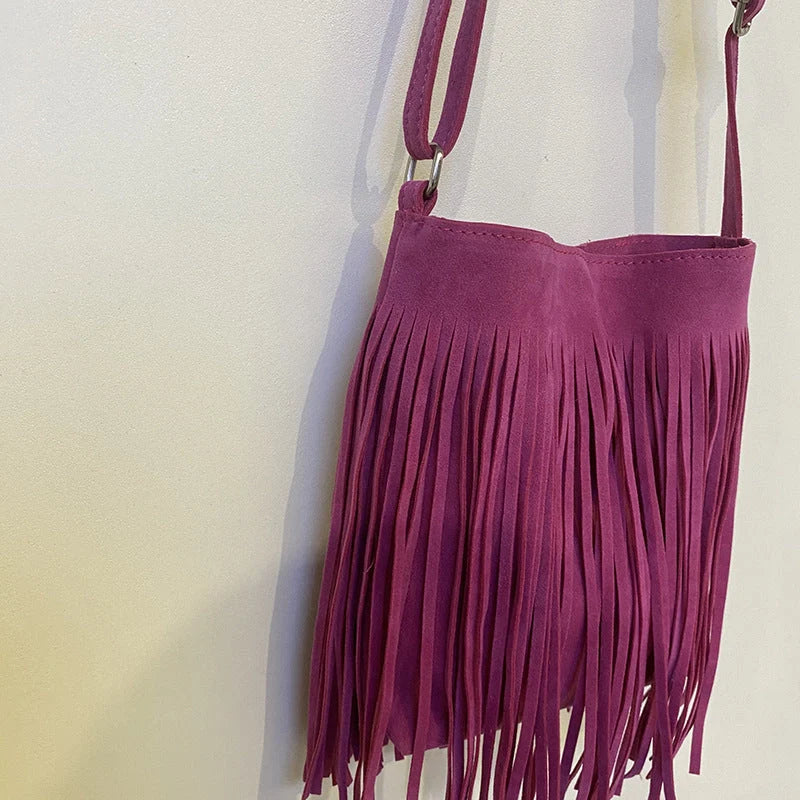 Artistic Tassel Shoulder Bag in various colours showcasing literary style and tassel detail