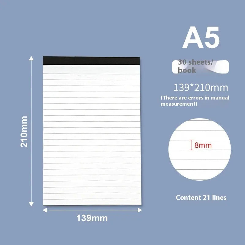 A4 tearable meeting notebook with grid pages and adhesive binding