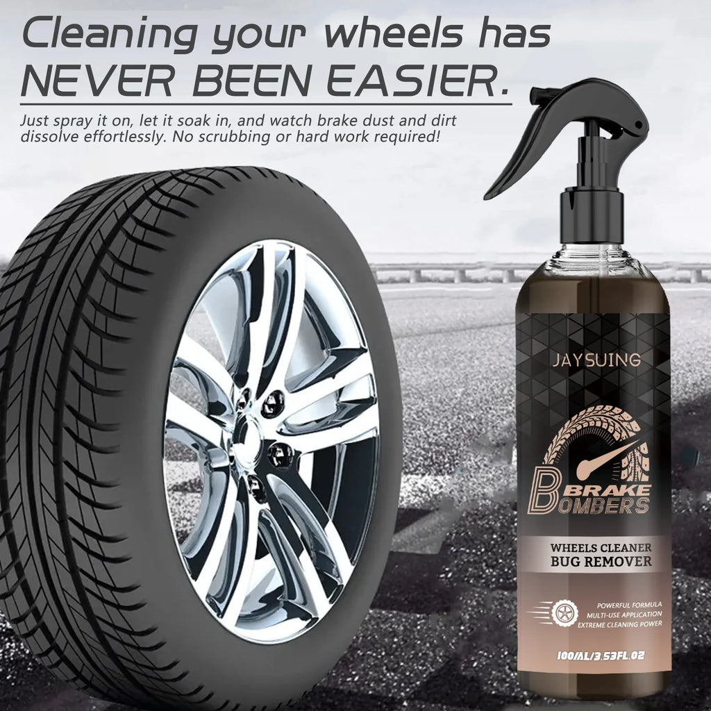 Car brake cleanser kit showing 100ml bottle, sponge, and cloth for brake disc rust removal