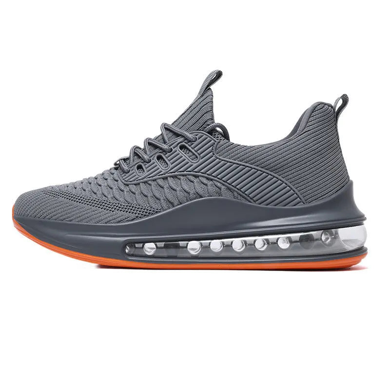 Men's black mesh running shoes with rubber sole and lace-up design for sports