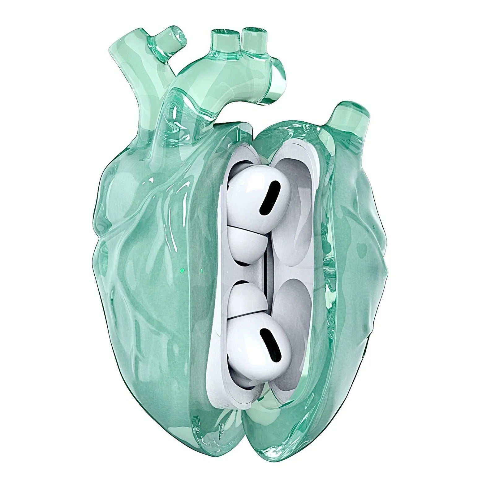 AirPods protective case showing charging port access and colour options