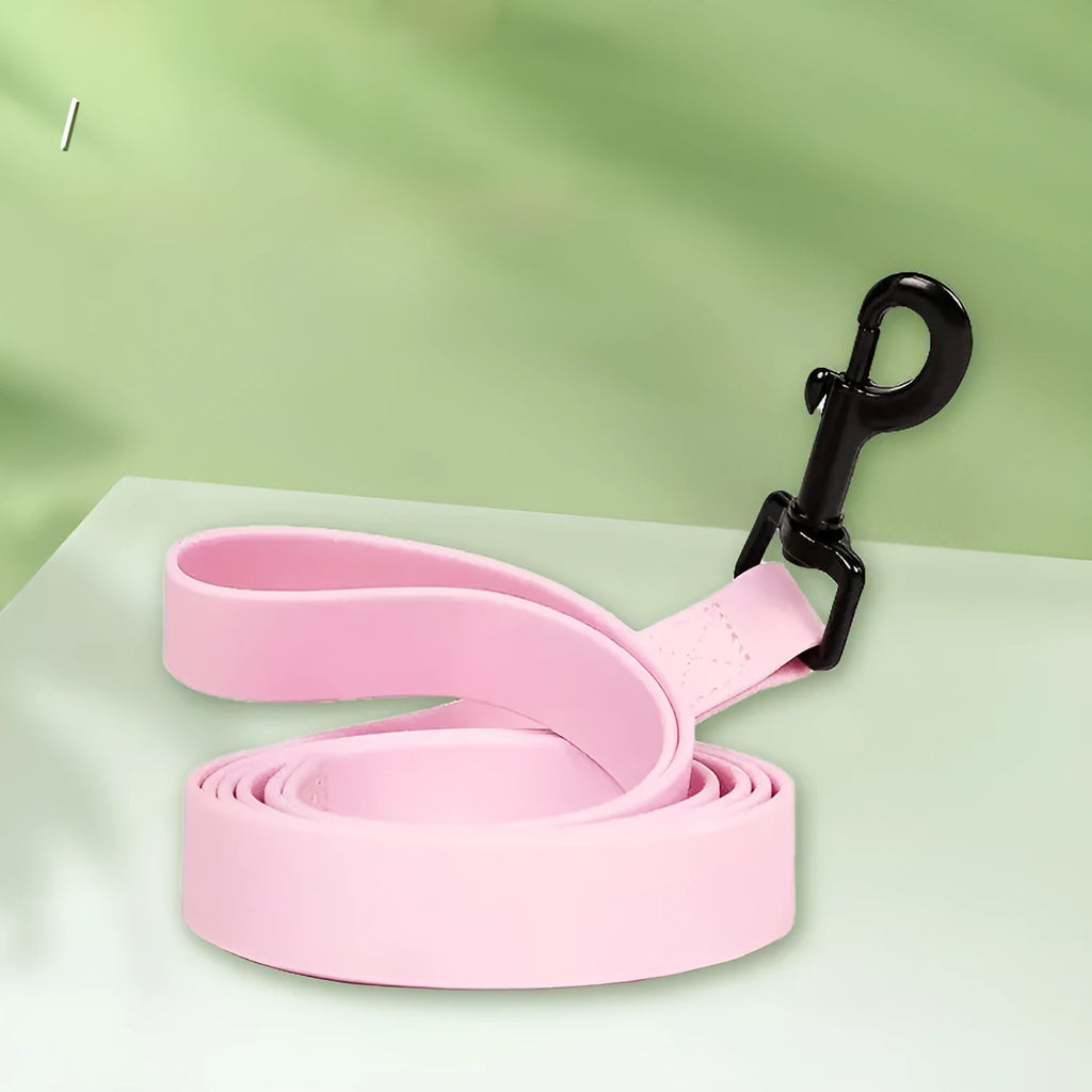 Plain weave solid colour nylon pet leash with plastic clip in five colours burgundy coffee pink light purple light green