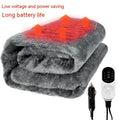 Grey 12V car electric blanket with cigarette lighter plug and temperature control for vehicle seats