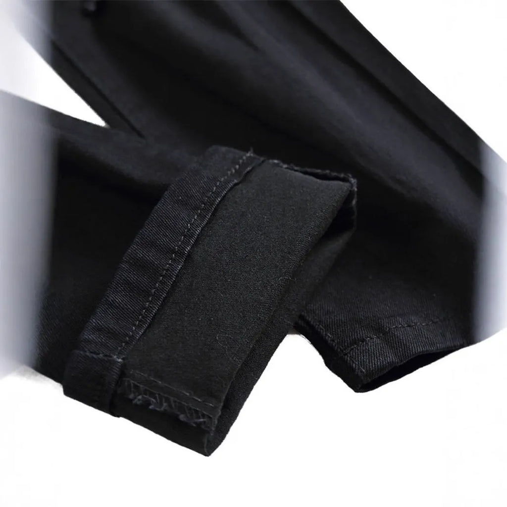 Tight ripped skinny solid colour men's denim trousers with mid waist and zipper fly