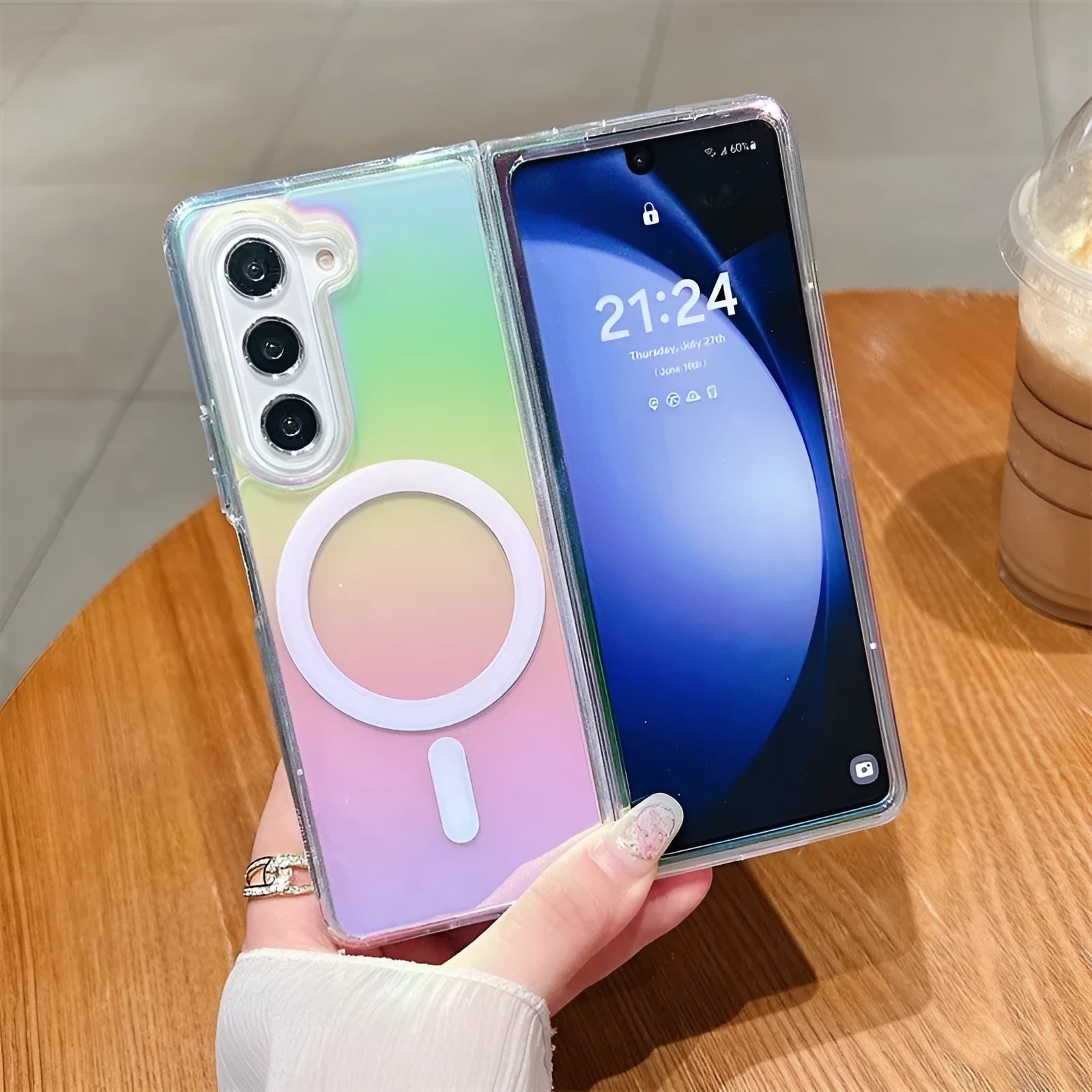 transparent colorful magnetic acrylic phone case for Samsung Galaxy with drop-resistant protection