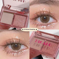 Two-tone eyeshadow palette showing pink and black matte shimmer shades in five punk colour combinations