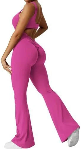 Women's sleeveless flare jumpsuits for fitness and yoga in various colours