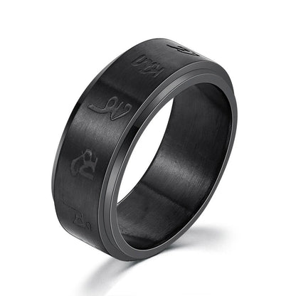 Titanium steel personality ring in various colours and designs, showcasing hip hop simplicity