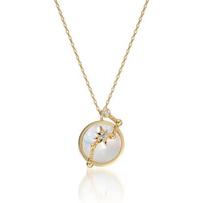 Christmas Big Dipper Orion Natural White Shell Necklace in 925 Silver with adjustable chain