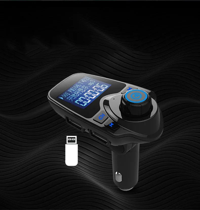 Black G7 car Bluetooth hands-free kit with FM transmitter and USB charging port