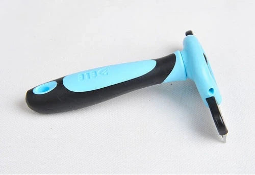 Blue and Pink Pet Hair Removal Comb for long straight hair, sizes S, M, L