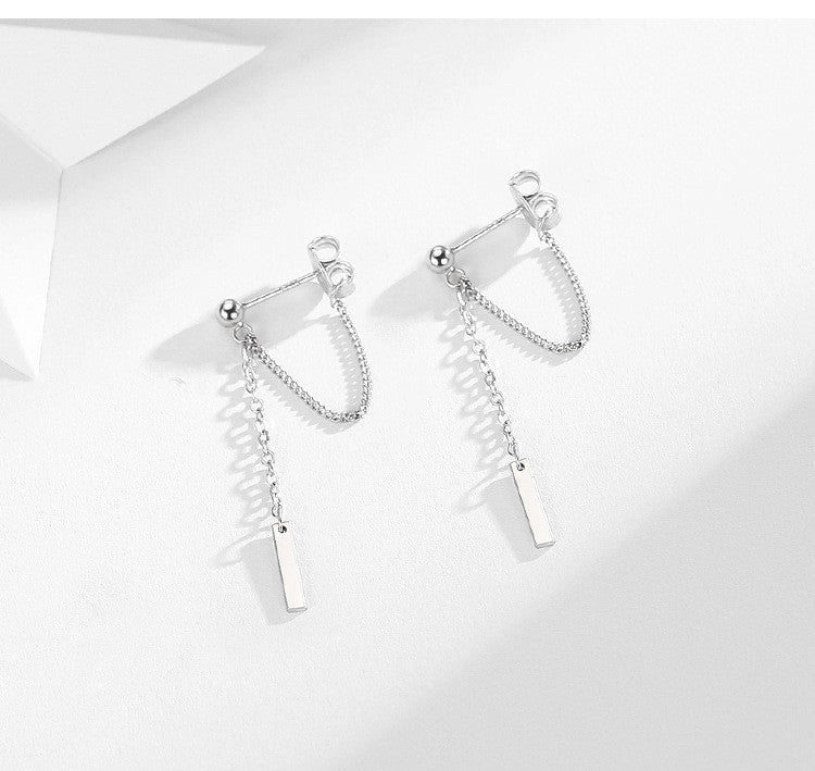 Women's Tassel Simple Stud Earrings in copper or 925 silver with geometric pattern