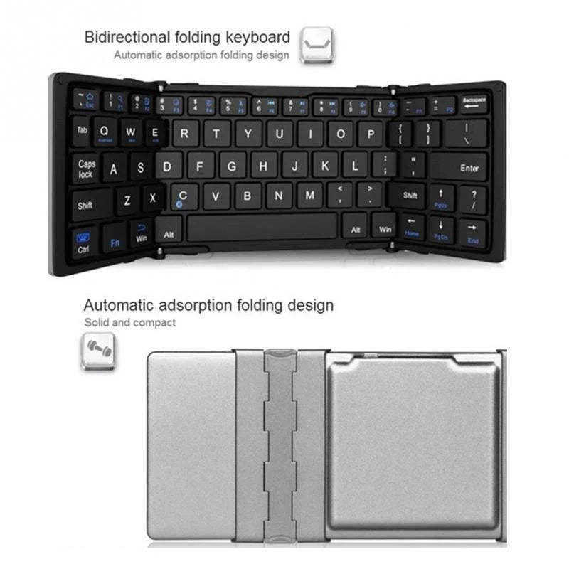 Intelligent Pocket Folding Keyboard Travel Edition in black and white