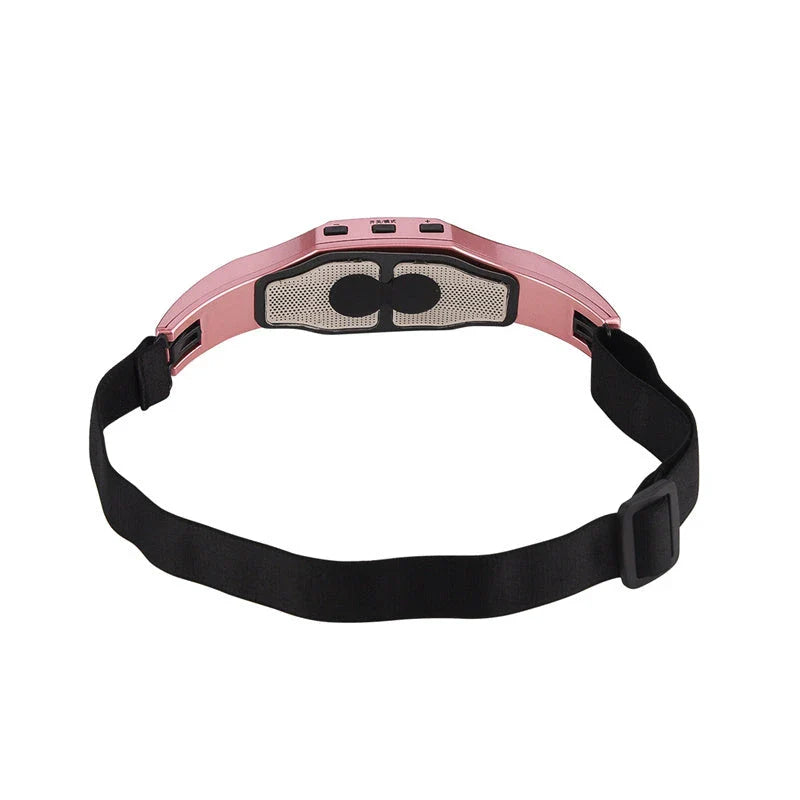 Wireless Head Massager Helmet in black and pink for stress relief and sleep therapy