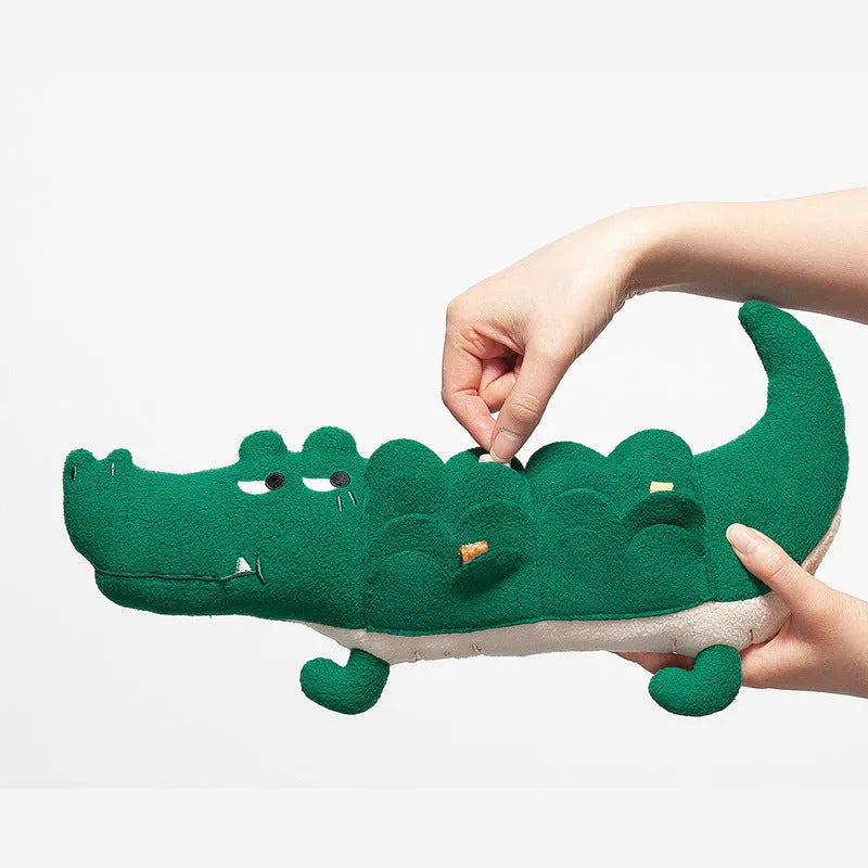 Green soft plush toy dog measuring 35cm by 18cm