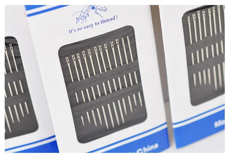 Dual-purpose blind sewing needle set for easy threading and sewing