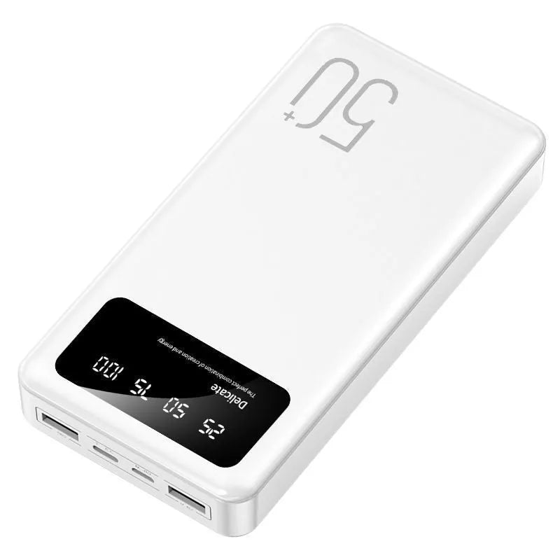 50000 mAh fabric texture portable power bank with LED LCD display in black and white options