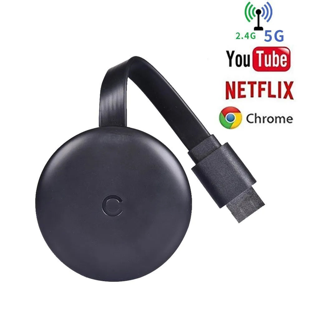 Black ABS wireless display adapter with 5G WiFi for 4K AirPlay Miracast DLNA mirroring