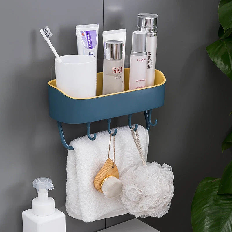 Simple punch-free bathroom wall mount rack in multiple colours