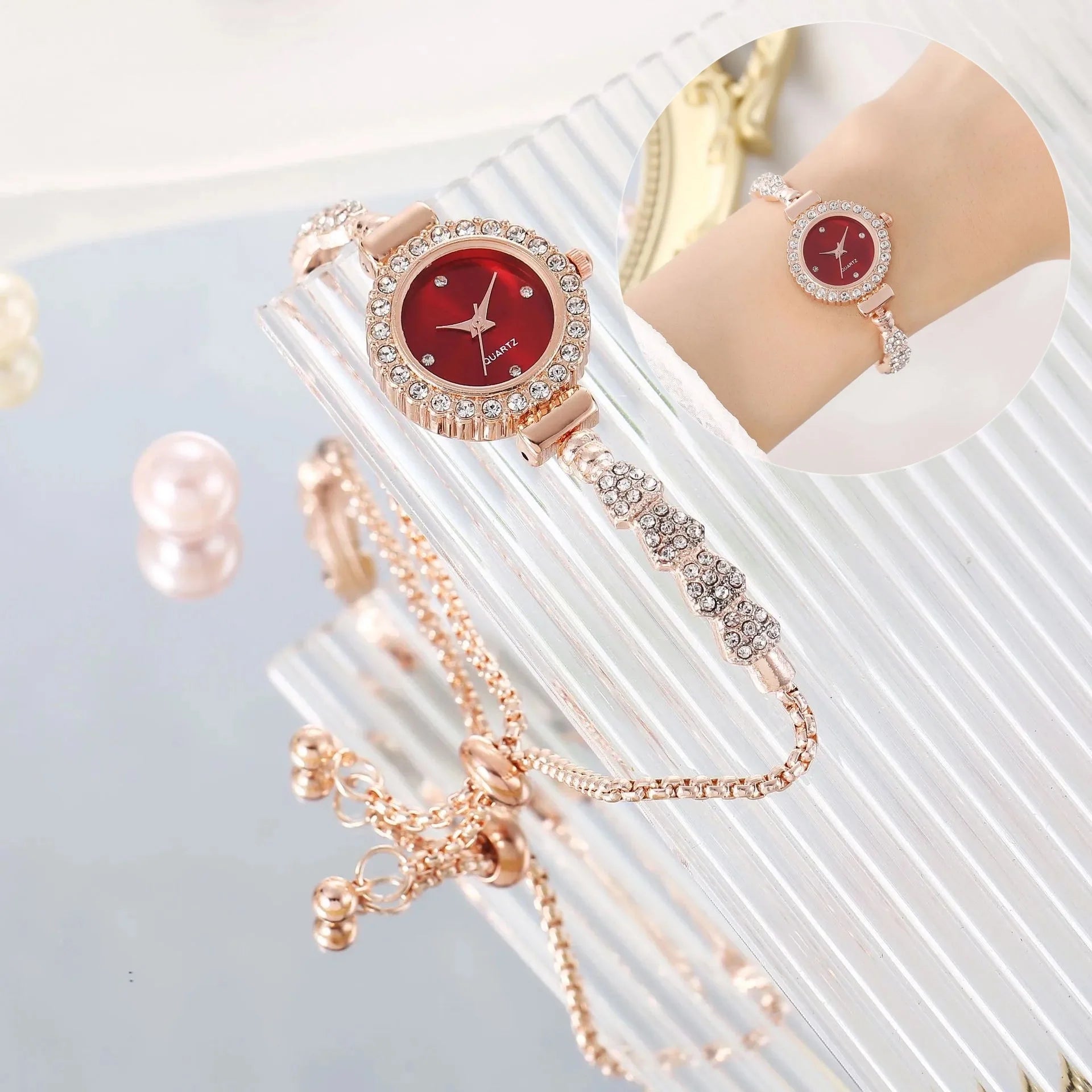 Gold Fine Strap Ladies Watch with Jewelry Buckle in six colours