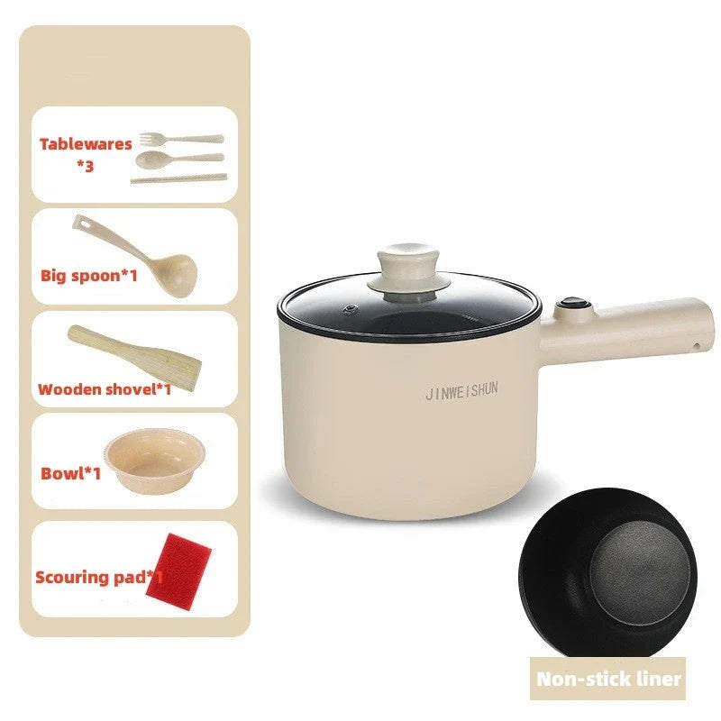 Compact electric hot pot with stainless steel construction, nonstick interior, and versatile cooking functions