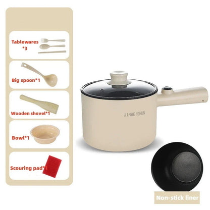 Compact electric hot pot with stainless steel construction, nonstick interior, and versatile cooking functions