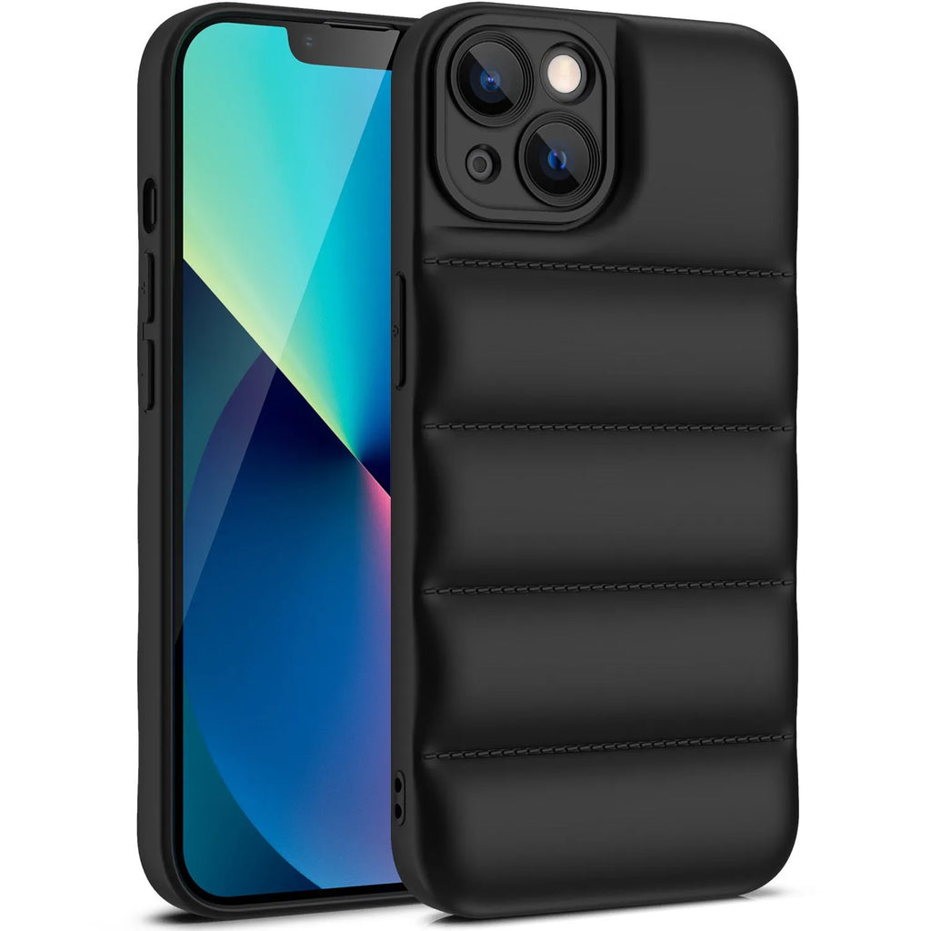 Solid colour TPU protective phone case for iPhone, shown in blue, on a white background.