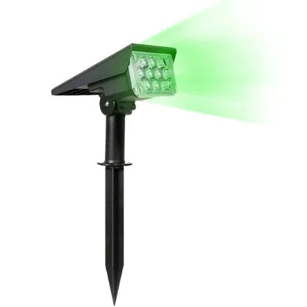 Adjustable black solar spotlight with poly-crystalline panel and 6000K cold white light for outdoor garden use