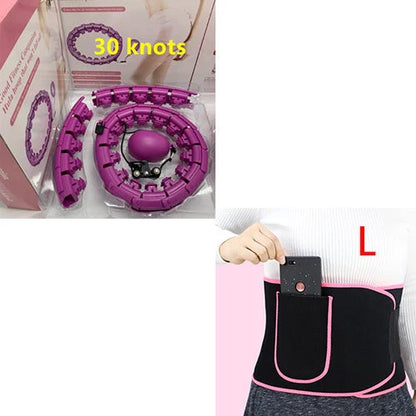 Magic Smart Hoop - Adjustable fitness hoop with massage features in pink, blue, and purple