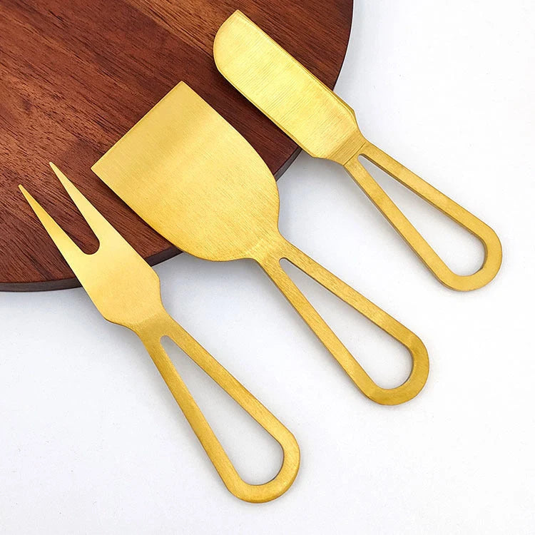 4-piece stainless steel cheese knife and acacia wood board set for elegant serving