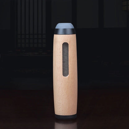 Vintage walnut wood cigarette case with keychain clip in golden and silver finishes