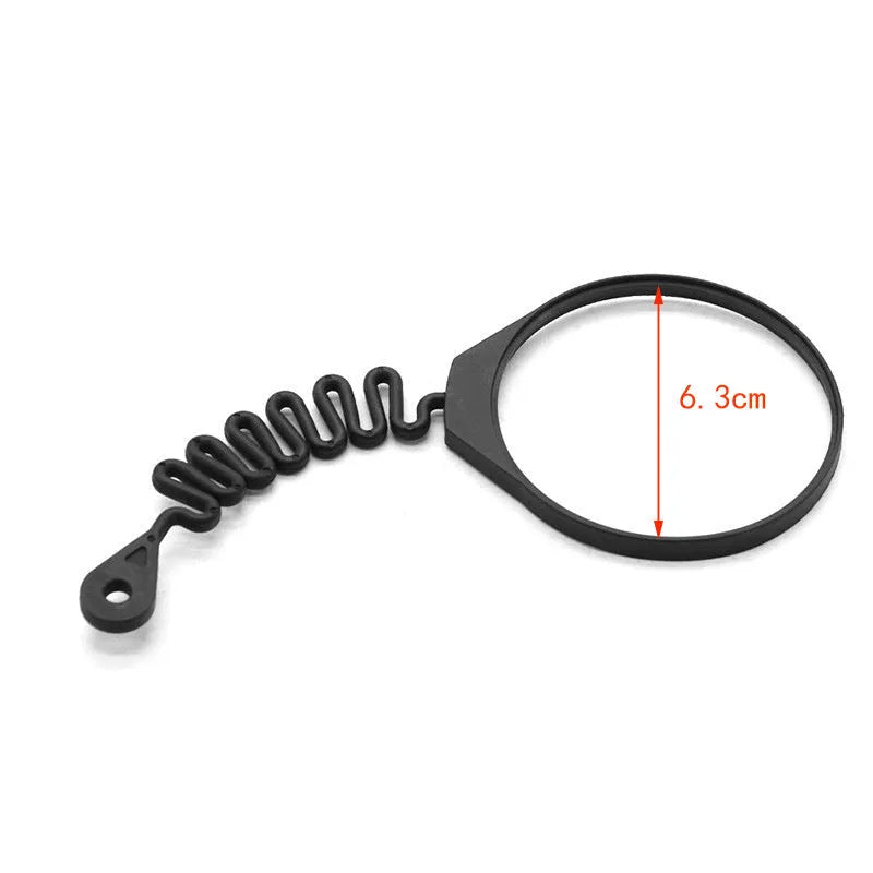 Black rubber fuel cap tether for Volvo cars shown in Circle Band and Separate Rope anti-lost strap styles.
